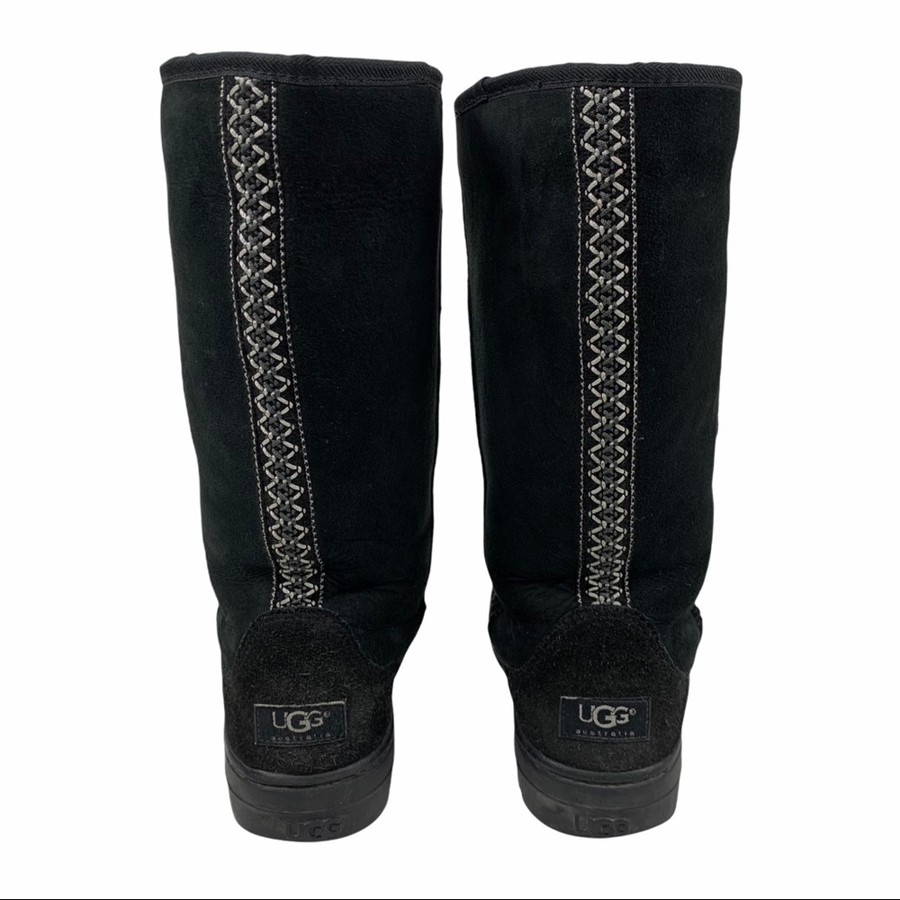UGG Australia Ultra Tasman Braid Braid Black Shearling Lined Boot Women's Size 9